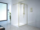 Shower & Design Douchewand voor inloopdouche – 120 x 200 cm – Goudkleurig – Gehard glas – AMBERI L 120 cm x H 200 cm x D 92 cm
