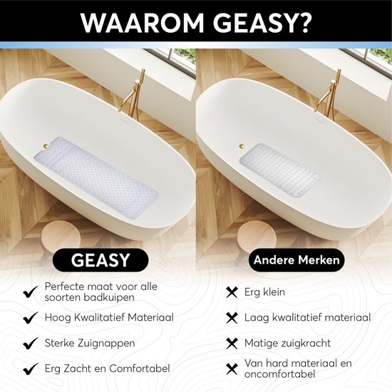 GEASY Badmat Antidérapant - Badmat Antidérapant pour le bain - Badmat 40X100 CM - Transparent