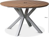 LUX outdoor living Calgary dining tuintafel | aluminium + polywood | Natural Wood | 120cm rond | 4 personen, 5 personen