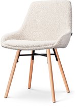 Nolon Nena-Isa Eetkamerstoel Bouclé Beige - Stof - Zonder Armleuning - Houten Poten - Scandinavisch - Comfortabel