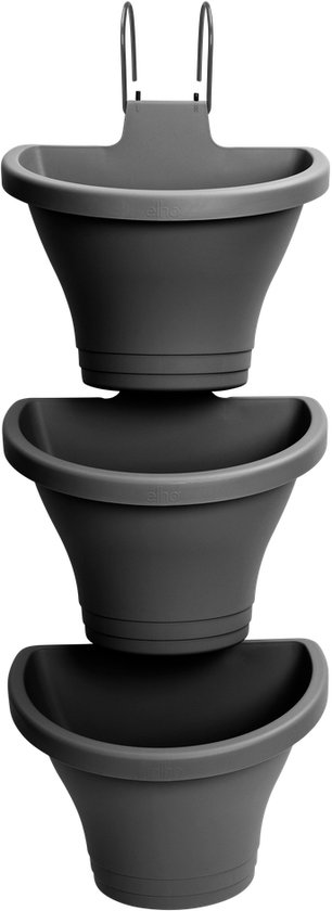 Elho Corsica Vertical Forest 24 Set/3 - Bloempot - Antraciet - Buiten & Balkon - Ø 26.7 x H 29.7 cm