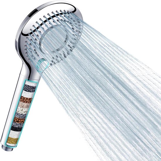 Douchekop met 15 filterstanden en antikalk functie inclusief slang