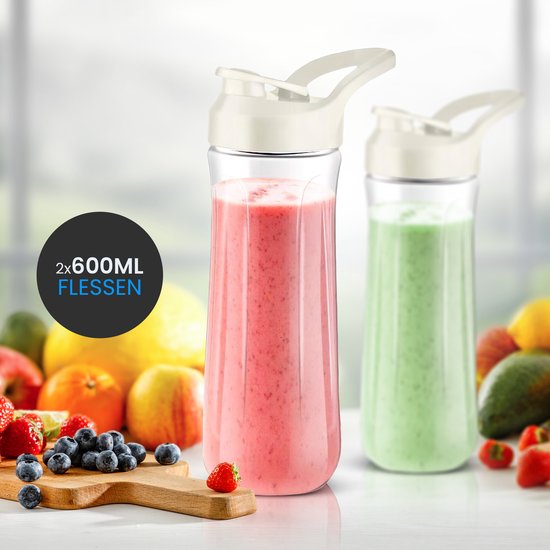 KitchenApp Retro blender to go - Smoothie maker - Inclusief 2 bekers