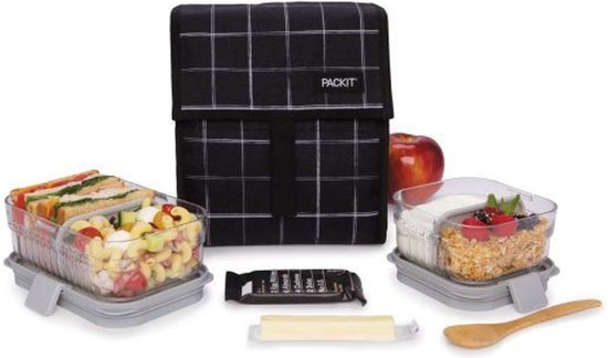 Pack It - Koeltas Lunch Grid - Polyester - Zwart van Pack It — afbeelding 4