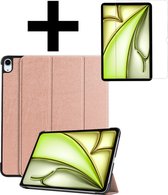 Hoes Geschikt voor iPad Air 2024 (13 inch) Hoes Luxe Hoesje Book Case Met Screenprotector - Hoesje Geschikt voor iPad Air 6 (13 inch) Hoes Cover - Rosé goud