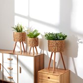 Paco Home Bloempot Sierbloempot Bloemenbak Binnenkant Plantenpot Set Mand Gevlochten Hout