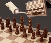 Magnetic game board - set 2in1 - schaakbord - damspel, schaken, backgammon - hout - schaakset - chess - Opklapbaar 39CM