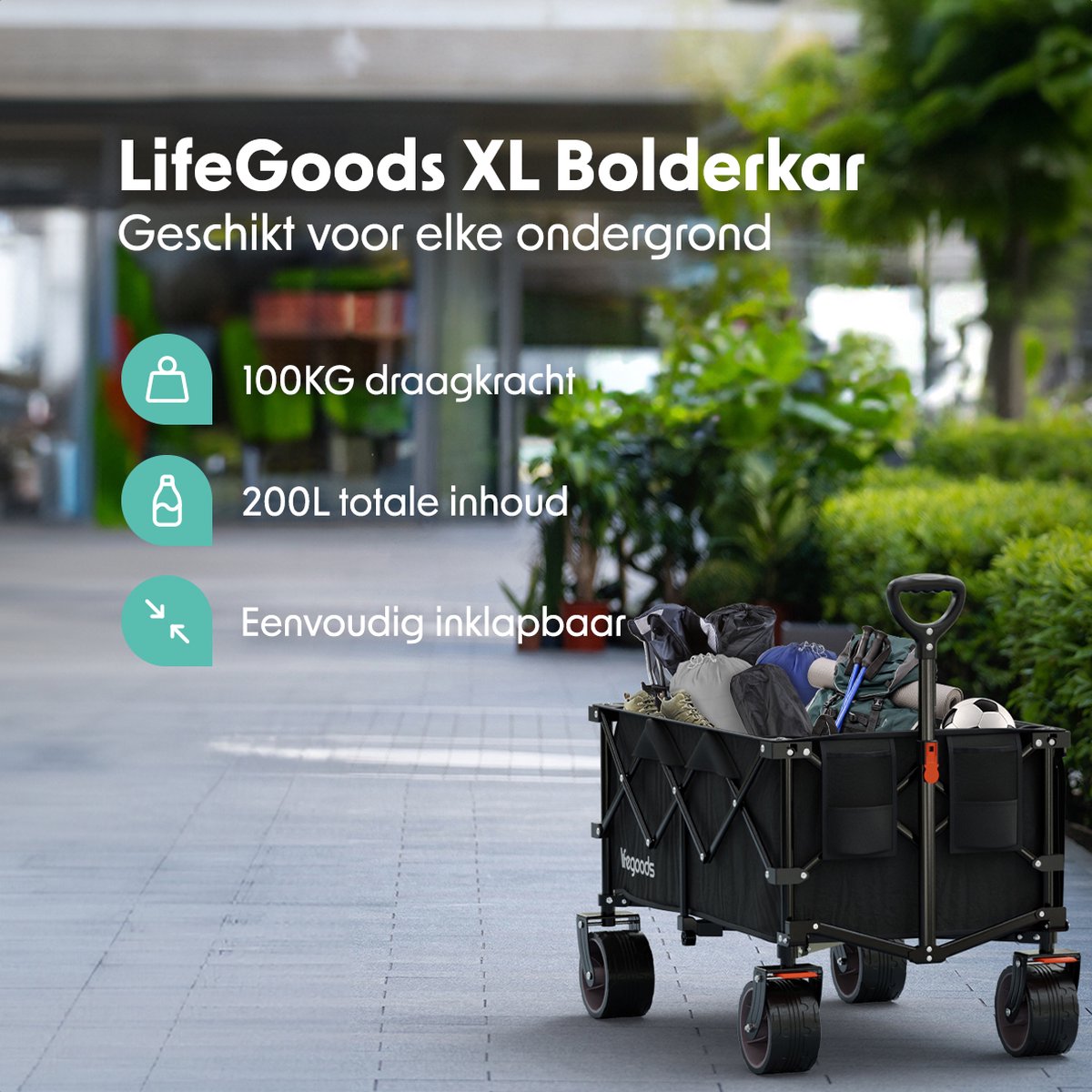 LifeGoods Bolderkar XL 200 Liter