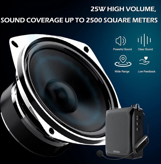 25W Voice Amplifier with Wireless Headphone Portable Voice Amplification System Sound 4000mAh Rechargeable Microphone Speaker for Teachers/Elderly - Compact and Powerful van GIECY — afbeelding 3