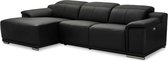 Loungebank Zwart Leer - Links- 282x160x73cm - Alexa - Giga Meubel