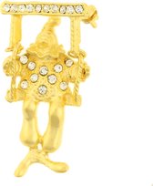 Behave® Broche clown op schommel goud kleur 4,5 cm
