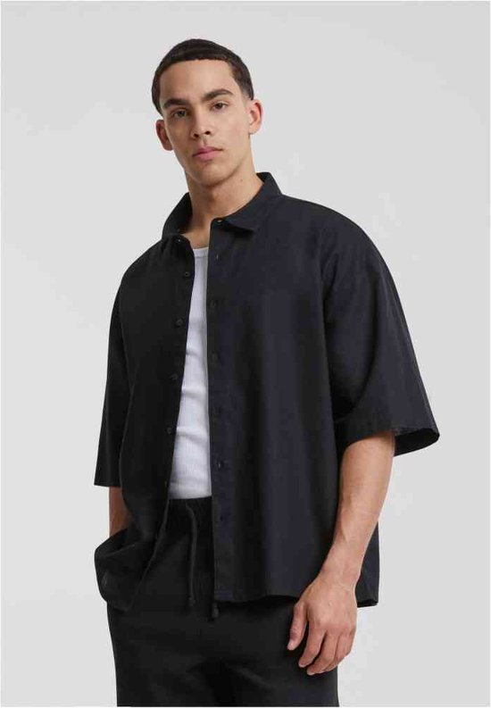 Urban Classics - Boxy Cotton Linen Overhemd - S - Zwart