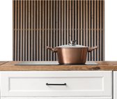 Spatscherm keuken 90x60 cm - Kookplaat achterwand Vintage - Hout - Design - Structuur - Muurbeschermer - Spatwand fornuis - Hoogwaardig aluminium