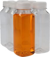 6x Sapfles Plastic 250 ml - Vierkant - PET Flessen met Witte Dop, Sapflessen, Plastic Flesjes Navulbaar, Smoothie Sap Fles - Kunststof BPA-vrij - Set van 6 Stuks