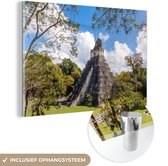 MuchoWow® Glasschilderij 120x80 cm - Schilderij acrylglas - Tikal tempel I in de Maya stad Guatemala - Foto op glas - Schilderijen
