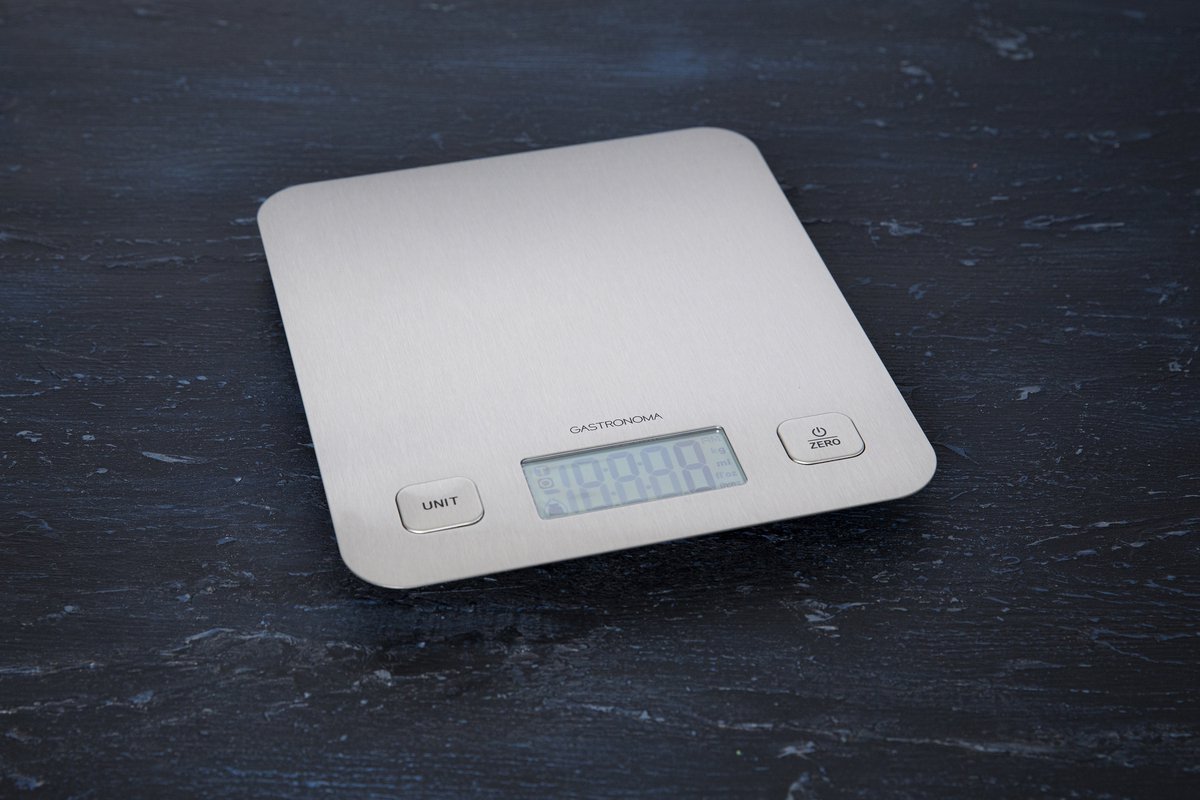 Gastronoma Keukenweegschaal - Weegschaal Keuken elektrisch - 5g tot 5kg - Tarra functie - 18310015 - RVS