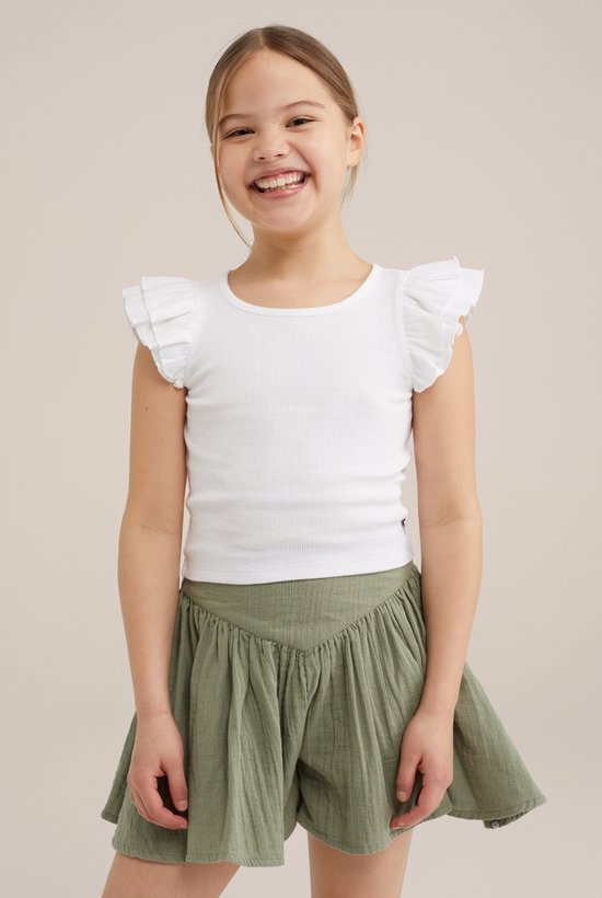 WE Fashion Meisjes cropped T-shirt met ruches