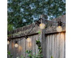 Lumineo - LED Partylights - Klassiek warm licht - 20 bol lampen - 950 cm - Lichtsnoer - Lichtslinger - Tuinverlichting - Buiten Lumineo - LED Partylights - Klassiek warm licht - 20 bol lampen - 950 cm - Lichtsnoer - Lichtslinger - Tuinverlichting - Buiten