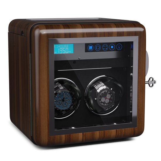 Klarstein Uhrenbeweger für 4 Uhren, Automatik-Uhrenbeweger für Damen & Herren, Uhrenbeweger für Automatikuhren, Leiser Automatischer Uhrenbeweger, Watch Winder mit LED-Beleuchtung, 3 Rotationen