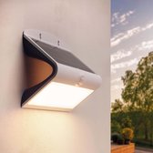 Ledvion Moderne Solar Wandlamp op Zonne-energie met Bewegingssensor, Wit, 8W, 3000K, IP65Waterproof & 220 Lumen, Bewegingsdetectie & Schemerschakelaar, Energiezuinig & Weerbestendig