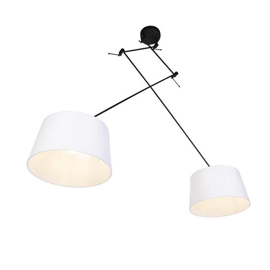 QAZQA blitz - Moderne Hanglamp met kap - 2 lichts - L 750 mm - Wit - Woonkamer | Slaapkamer | Keuken