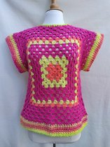 Handgehaakte trui spencer roze, oranje, geel