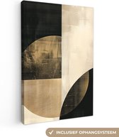 Peinture sur toile 80x120 cm - Décoration murale Abstrait - Formes géométriques - Zwart - Or - Décoration murale salon - Décoration chambre moderne - Tableaux abstraits