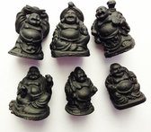 Boeddha beeldjes mini Zwart 6 stuks 3cm