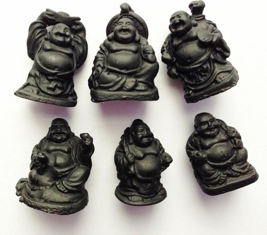 Boeddha beeldjes mini Zwart 6 stuks 3cm | bol.com