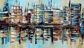 Acrylverf schilderij - Schilderij Big Blue City op canvas - 120x70 - woonkamer