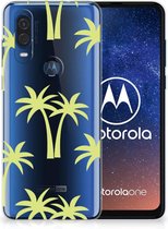 Back Case Motorola One Vision TPU Siliconen Hoesje Palmtrees