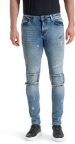 Purewhite - Jone 600 Damaged Heren Skinny Fit   Jeans  - Blauw - Maat 34