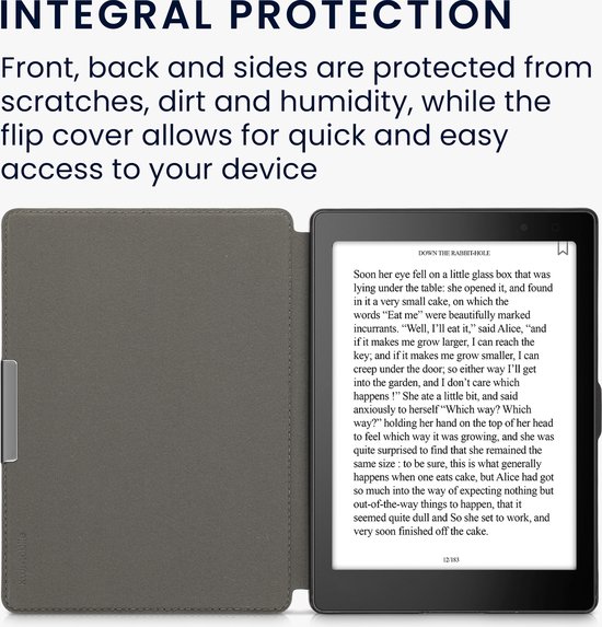 kwmobile e-reader hoesje geschikt voor Kobo Aura ONE hoes - Ereader flip case met standaard - Kunstleren e reader cover - Wereldkaart design in grijs van kwmobile — afbeelding 2