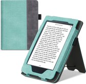 kwmobile flip cover voor e-reader - geschikt voor Kobo Nia - Van imitatieleer en -suède - In mintgroen / donkergrijs