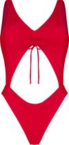 WALLIEN - Dames Badpak Cut Out - Dripping Red - Rood