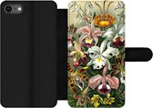 Bookcase Geschikt voor iPhone SE 2020 telefoonhoesje - Orchidee - Haeckel - Kunst - Met vakjes - Wallet case met magneetsluiting