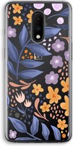 Case Company® - OnePlus 7 hoesje - Flowers with blue leaves - Soft Case / Cover - Bescherming aan alle Kanten - Zijkanten Transparant - Bescherming Over de Schermrand - Back Cover