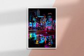 Poster Neon City  - 70x100cm - Premium Museumkwaliteit - Uit Eigen Studio HYPED.®