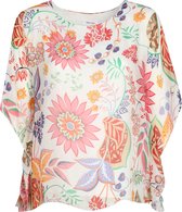 Paprika Dames Hemd in zijde en viscose met een bloemenprint - Outdoorblouse - Maat 52