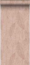 ESTAhome behang getekende bladeren terracotta roze - 139353 - 0.53 x 10.05 m