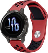 Siliconen Smartwatch bandje - Geschikt voor  Garmin Venu 2s sport bandje - 40mm - rood/zwart - Strap-it Horlogeband / Polsband / Armband