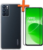 Hoesje Geschikt voor OPPO Reno 6 Hoesje Siliconen Cover Case Met Screenprotector - Hoes Geschikt voor OPPO Reno 6 Hoes Back Case - Transparant