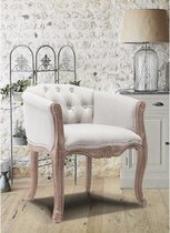 Fauteuil met holle rugleuning van linnen met houten pouten PEREZI - Lichtgrijs