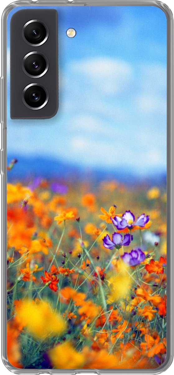 Telefoonhoesje Geschikt voor Samsung Galaxy S21 FE hoesje - Cosmos - Kleuren - Lente - Siliconen Telefoonhoesje Telefoonhoesje