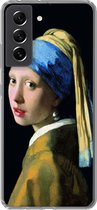 Geschikt voor Samsung Galaxy S21 FE hoesje - Meisje met de parel - Johannes Vermeer - Siliconen Telefoonhoesje