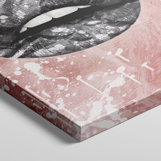 Artaza - Peinture sur Canevas - Lèvres sombres sur fond rose - 80x120 - Petit - Photo sur Toile - Impression sur Toile
