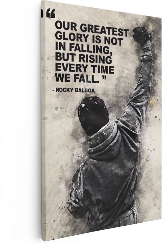 Artaza Canvas Schilderij Rocky Balboa Quote - 40x60 - Poster Foto op Canvas - Canvas Print