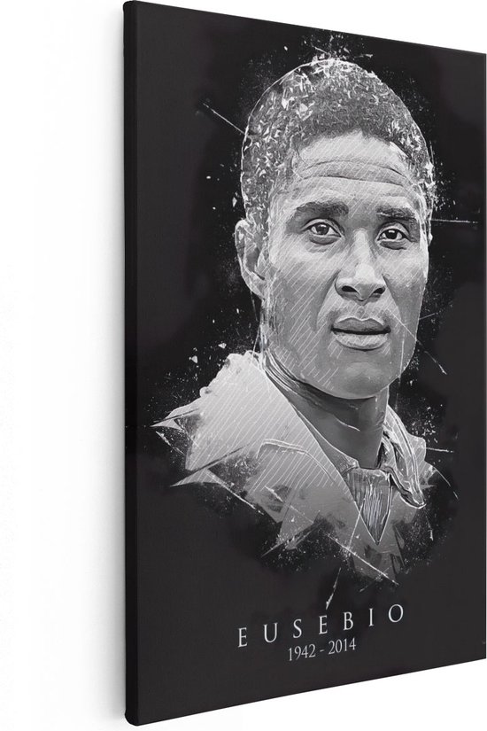 Artaza Canvas Schilderij Eusebio in het Zwart Wit - 20x30 - Klein - Foto Op Canvas - Canvas Print