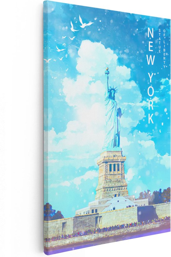 Artaza Canvas Schilderij Vrijheidsbeeld in New York - 40x60 - Poster Foto op Canvas - Canvas Print