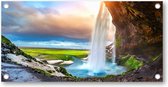 Seljalandsfoss waterval - zonsondergang - Tuinposter 200x100 - Wanddecoratie - Landschap - Natuur